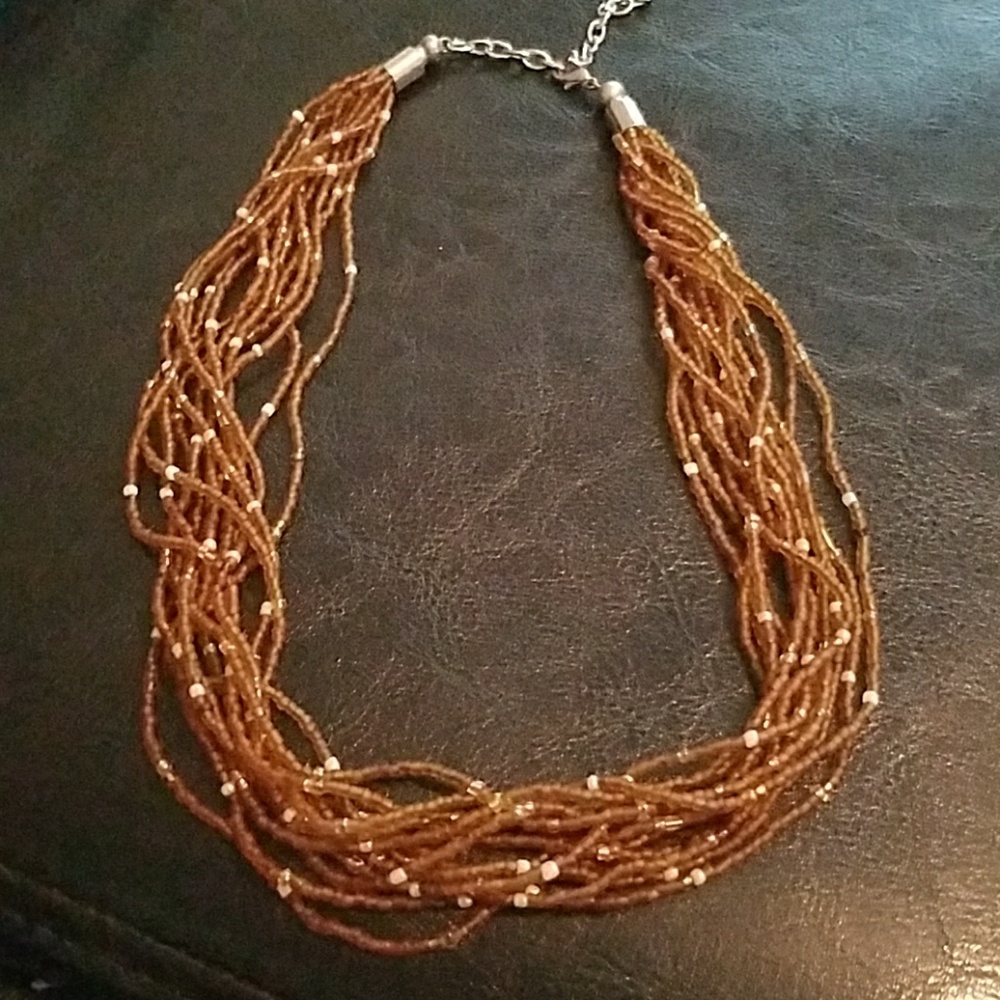 Brown beaded layered necklace
